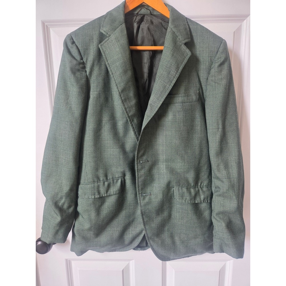 Vintage Brent Green Glen Plaid Blazer Mens 2 Button Sport Coat Union Made Derby